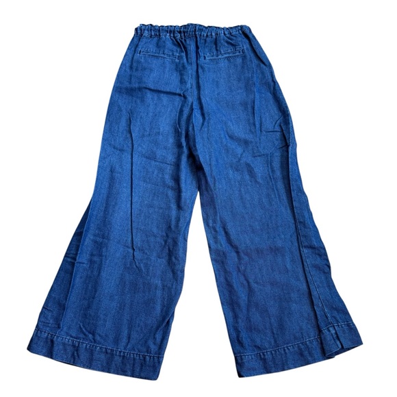 LOFT Wide Leg JEANS Sz Med Elastic Pull On Drawstring Denim Baggy Cotton Linen - Picture 4 of 7
